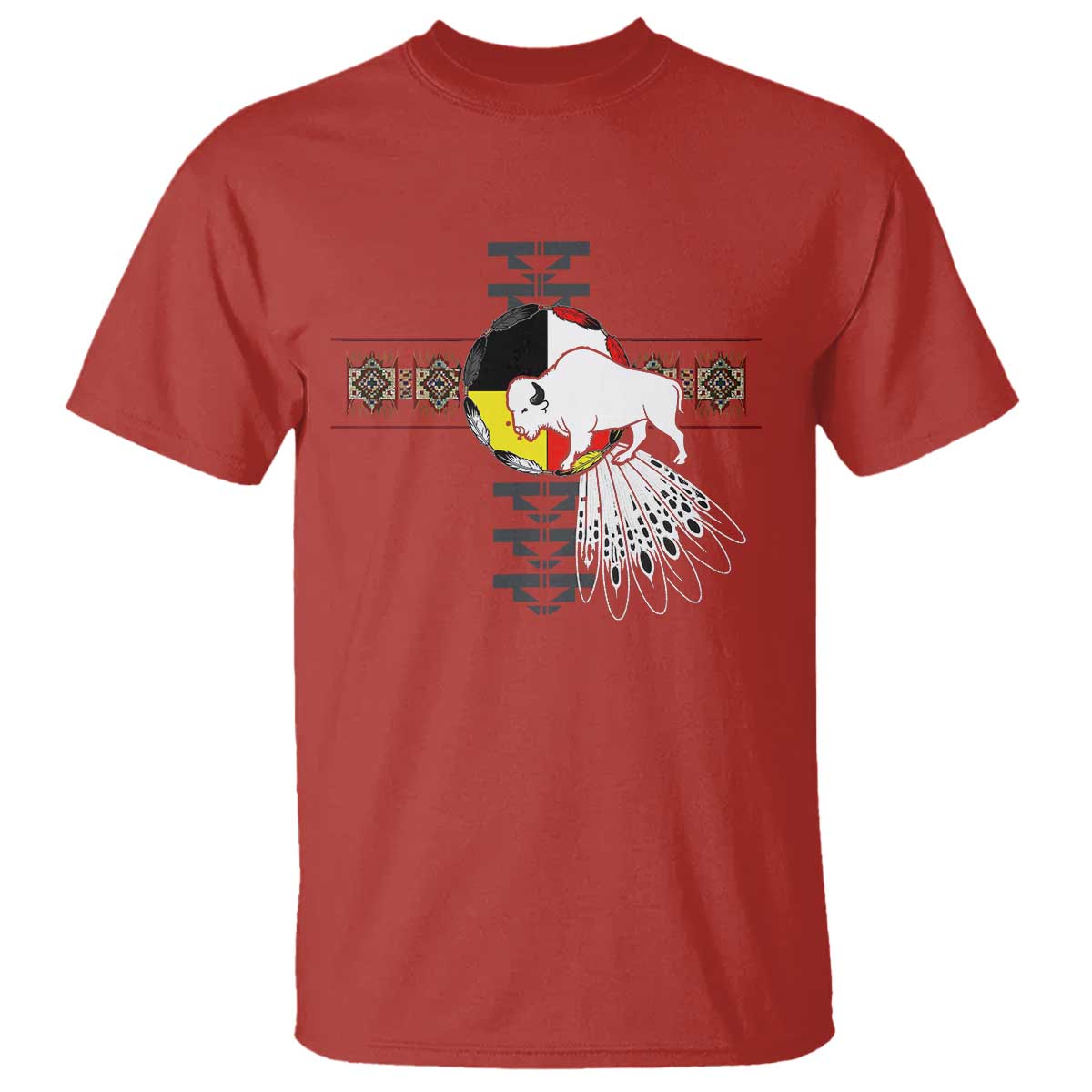 Native American White Buffalo T Shirt Seven Sacred Grandfather Teachings TS11 Red Print Your Wear