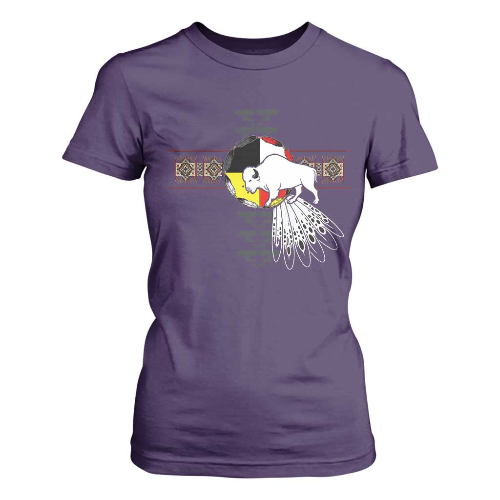 Native American White Buffalo T Shirt For Women Seven Sacred Grandfather Teachings TS11 Purple Print Your Wear