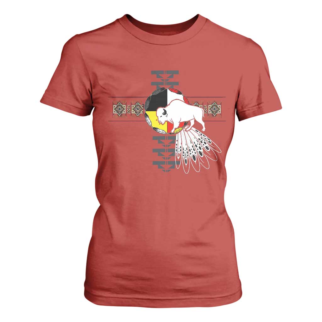 Native American White Buffalo T Shirt For Women Seven Sacred Grandfather Teachings TS11 Red Print Your Wear