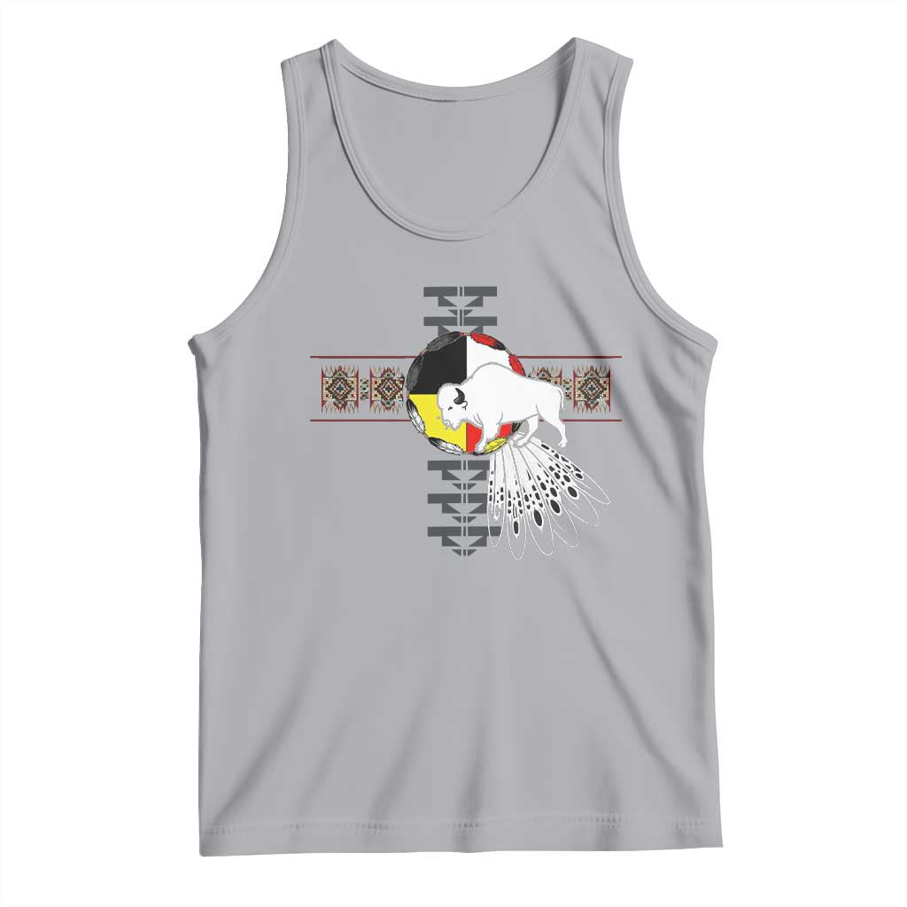 Native American White Buffalo Tank Top Seven Sacred Grandfather Teachings TS11 Athletic Heather Print Your Wear