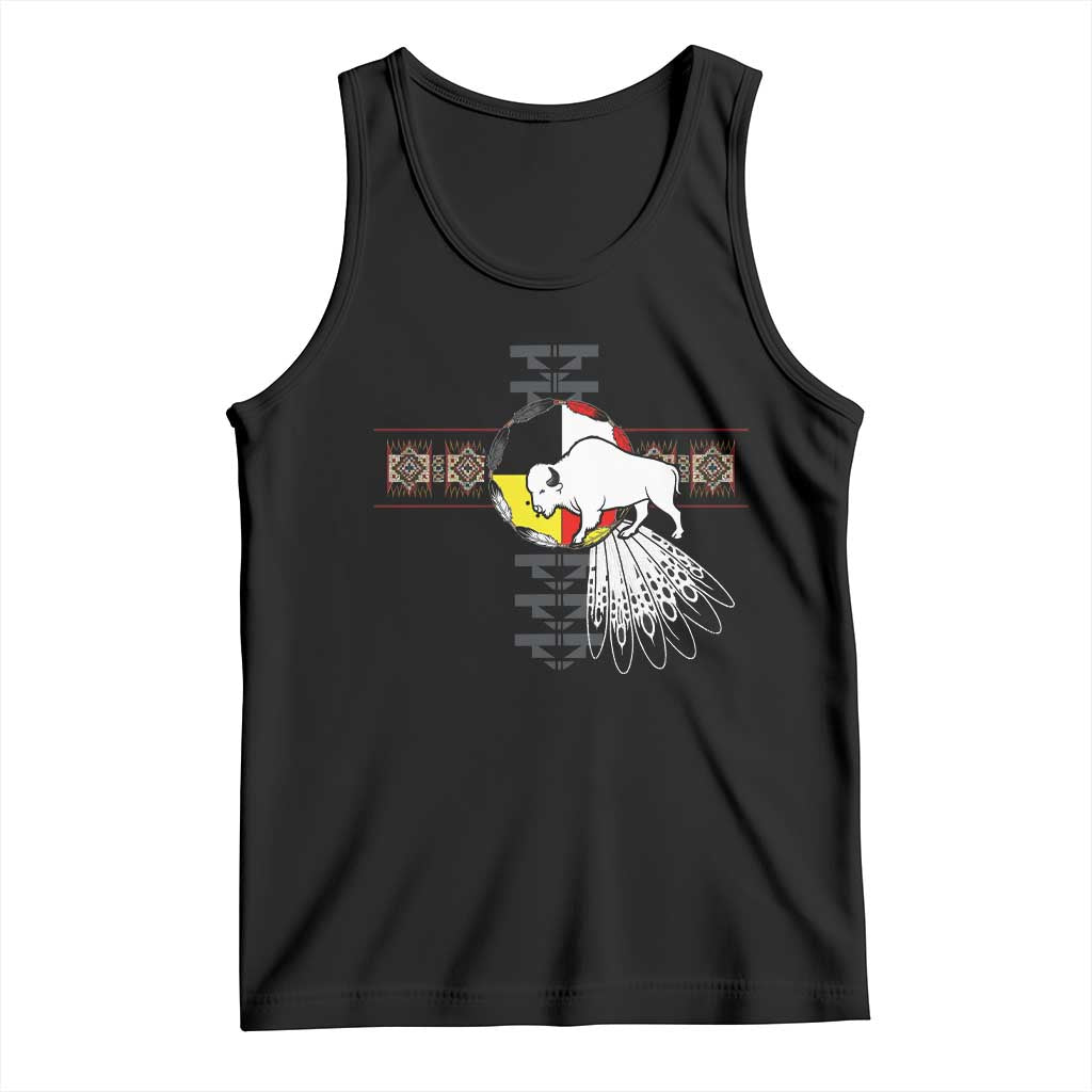 Native American White Buffalo Tank Top Seven Sacred Grandfather Teachings TS11 Black Print Your Wear