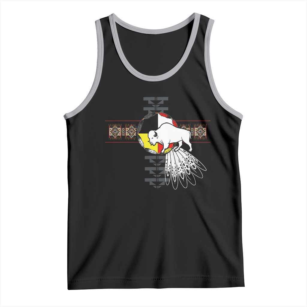 Native American White Buffalo Tank Top Seven Sacred Grandfather Teachings TS11 Black Athletic Heather Print Your Wear