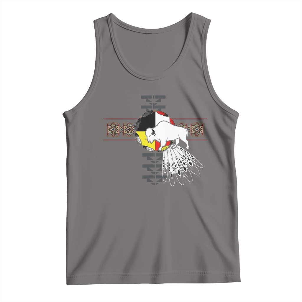 Native American White Buffalo Tank Top Seven Sacred Grandfather Teachings TS11 Deep Heather Print Your Wear