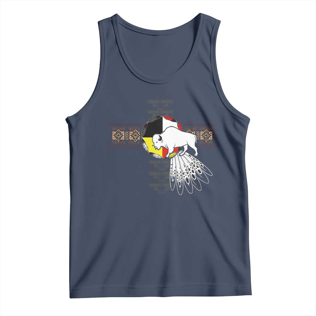 Native American White Buffalo Tank Top Seven Sacred Grandfather Teachings TS11 Navy Print Your Wear