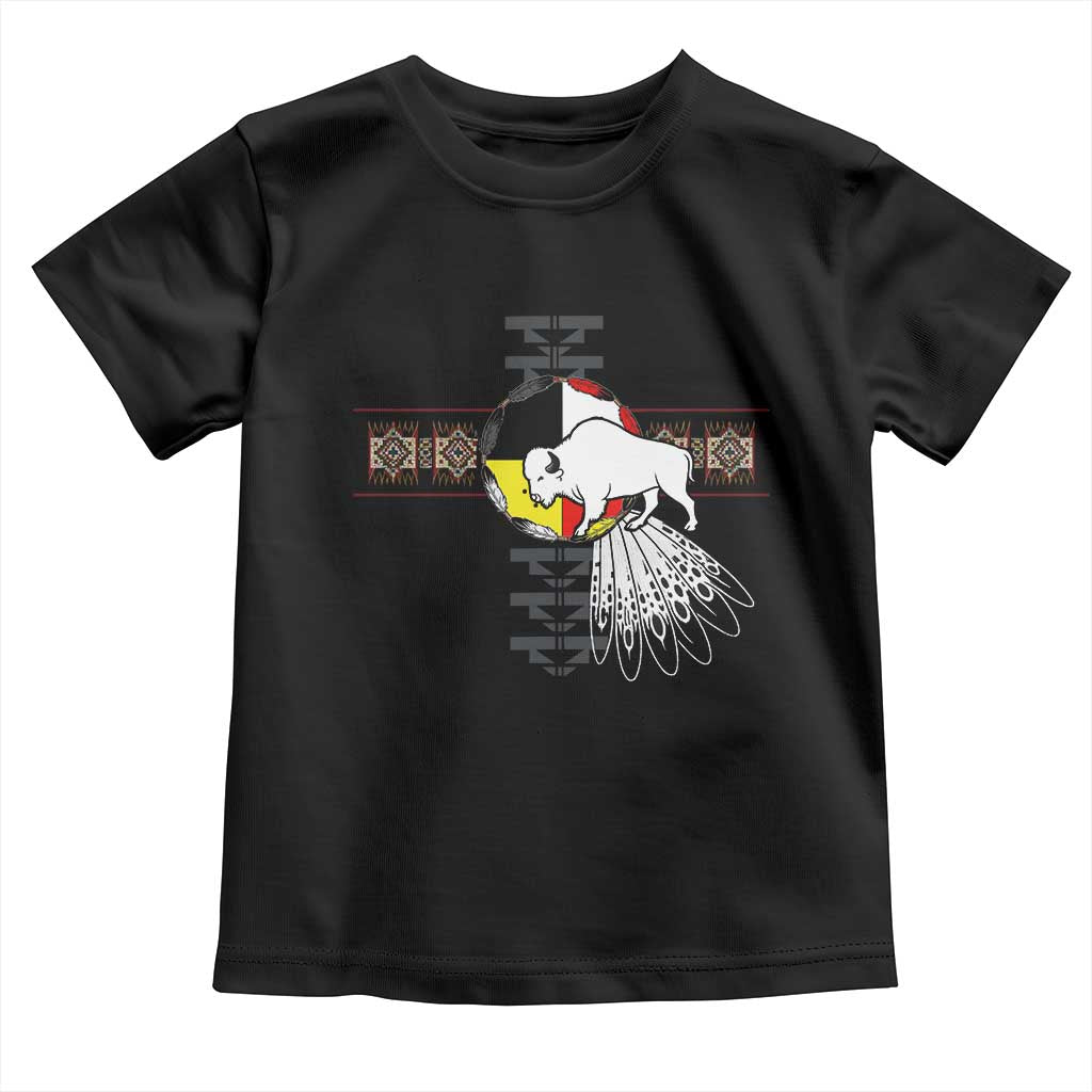 Native American White Buffalo Toddler T Shirt Seven Sacred Grandfather Teachings TS11 Black Print Your Wear