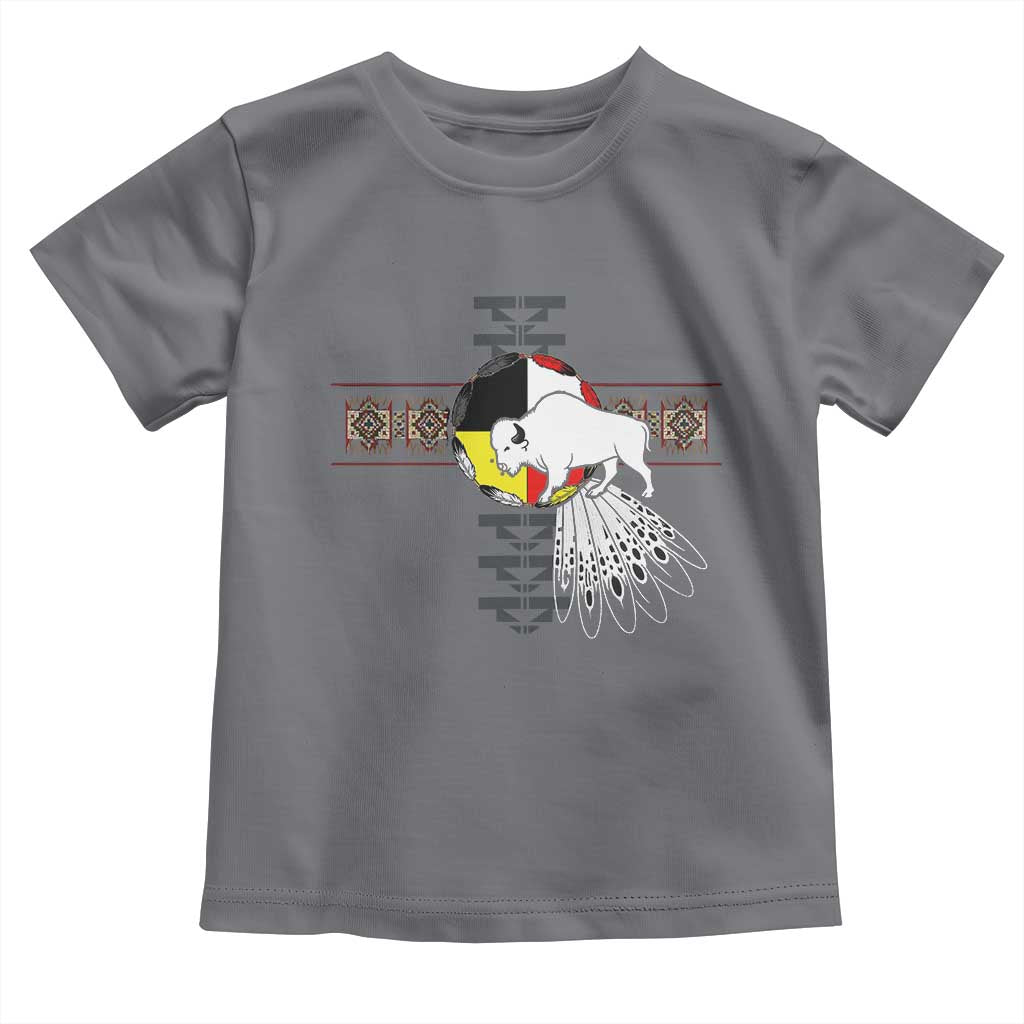 Native American White Buffalo Toddler T Shirt Seven Sacred Grandfather Teachings TS11 Charcoal Print Your Wear