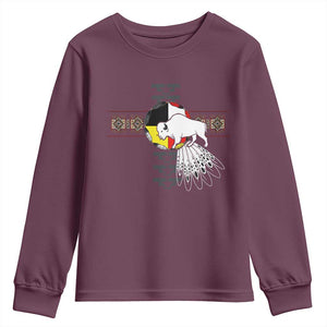 Native American White Buffalo Youth Sweatshirt Seven Sacred Grandfather Teachings TS11 Maroon Print Your Wear