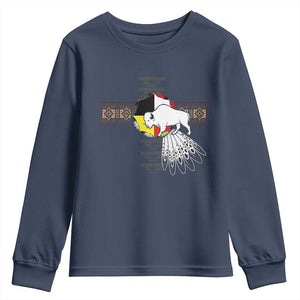 Native American White Buffalo Youth Sweatshirt Seven Sacred Grandfather Teachings TS11 Navy Print Your Wear