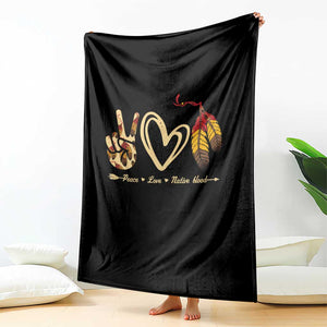 Peace Love Native Blood Throw Blanket Native American Feathers TS11 Print Your Wear