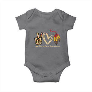 Peace Love Native Blood Baby Onesie Native American Feathers TS11 Charcoal Print Your Wear