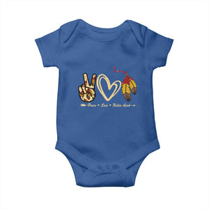 Peace Love Native Blood Baby Onesie Native American Feathers TS11 Royal Blue Print Your Wear