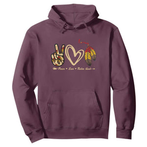 Peace Love Native Blood Hoodie Native American Feathers TS11 Maroon Print Your Wear