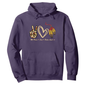 Peace Love Native Blood Hoodie Native American Feathers TS11 Purple Print Your Wear