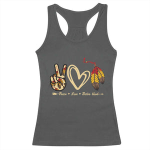 Peace Love Native Blood Racerback Tank Top Native American Feathers TS11 Dark Heather Print Your Wear