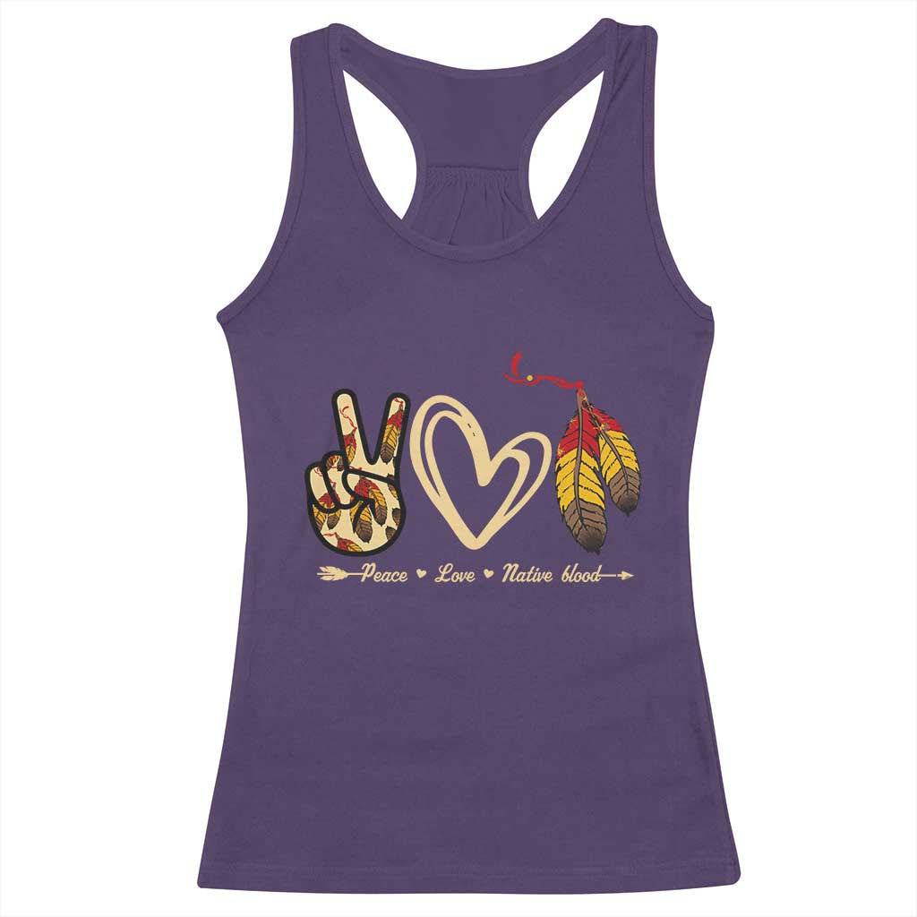Peace Love Native Blood Racerback Tank Top Native American Feathers TS11 Purple Print Your Wear