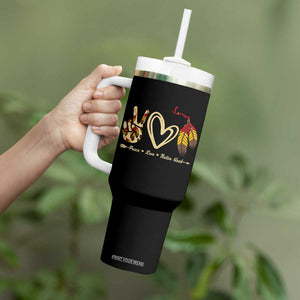 Peace Love Native Blood Tumbler With Handle Native American Feathers TS11 Print Your Wear