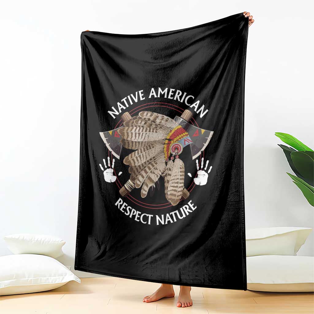 Native American Respect Nature Throw Blanket Indigenous Indian War Bonnet Tomahawks TS11 Print Your Wear