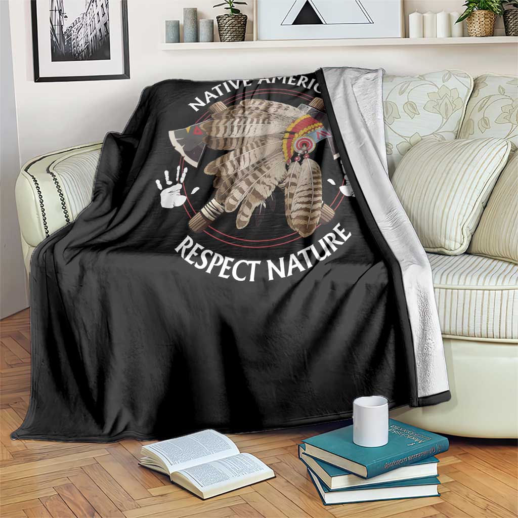 Native American Respect Nature Throw Blanket Indigenous Indian War Bonnet Tomahawks TS11 Print Your Wear