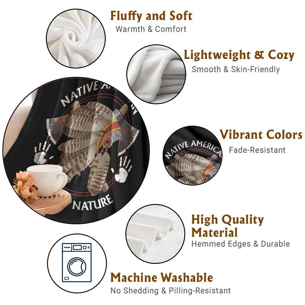 Native American Respect Nature Throw Blanket Indigenous Indian War Bonnet Tomahawks TS11 Print Your Wear