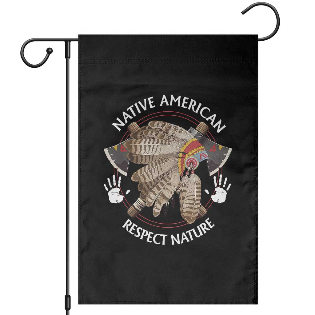 Native American Respect Nature Garden Flag Indigenous Indian War Bonnet Tomahawks TS11 Black Print Your Wear