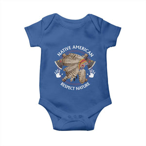 Native American Respect Nature Baby Onesie Indigenous Indian War Bonnet Tomahawks TS11 Royal Blue Print Your Wear