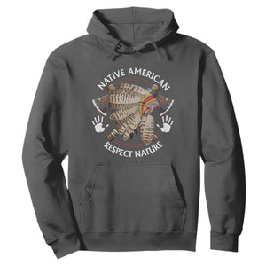 Native American Respect Nature Hoodie Indigenous Indian War Bonnet Tomahawks TS11 Dark Heather Print Your Wear