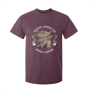 Native American Respect Nature T Shirt For Kid Indigenous Indian War Bonnet Tomahawks TS11 Maroon Print Your Wear