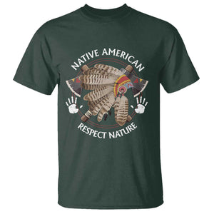 Native American Respect Nature T Shirt Indigenous Indian War Bonnet Tomahawks TS11 Dark Forest Green Print Your Wear