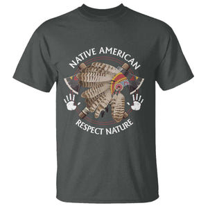 Native American Respect Nature T Shirt Indigenous Indian War Bonnet Tomahawks TS11 Dark Heather Print Your Wear