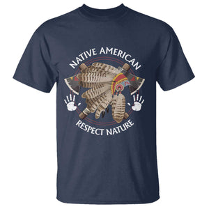 Native American Respect Nature T Shirt Indigenous Indian War Bonnet Tomahawks TS11 Navy Print Your Wear