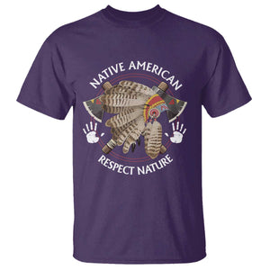 Native American Respect Nature T Shirt Indigenous Indian War Bonnet Tomahawks TS11 Purple Print Your Wear
