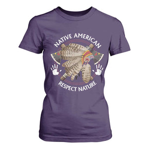 Native American Respect Nature T Shirt For Women Indigenous Indian War Bonnet Tomahawks TS11 Purple Print Your Wear