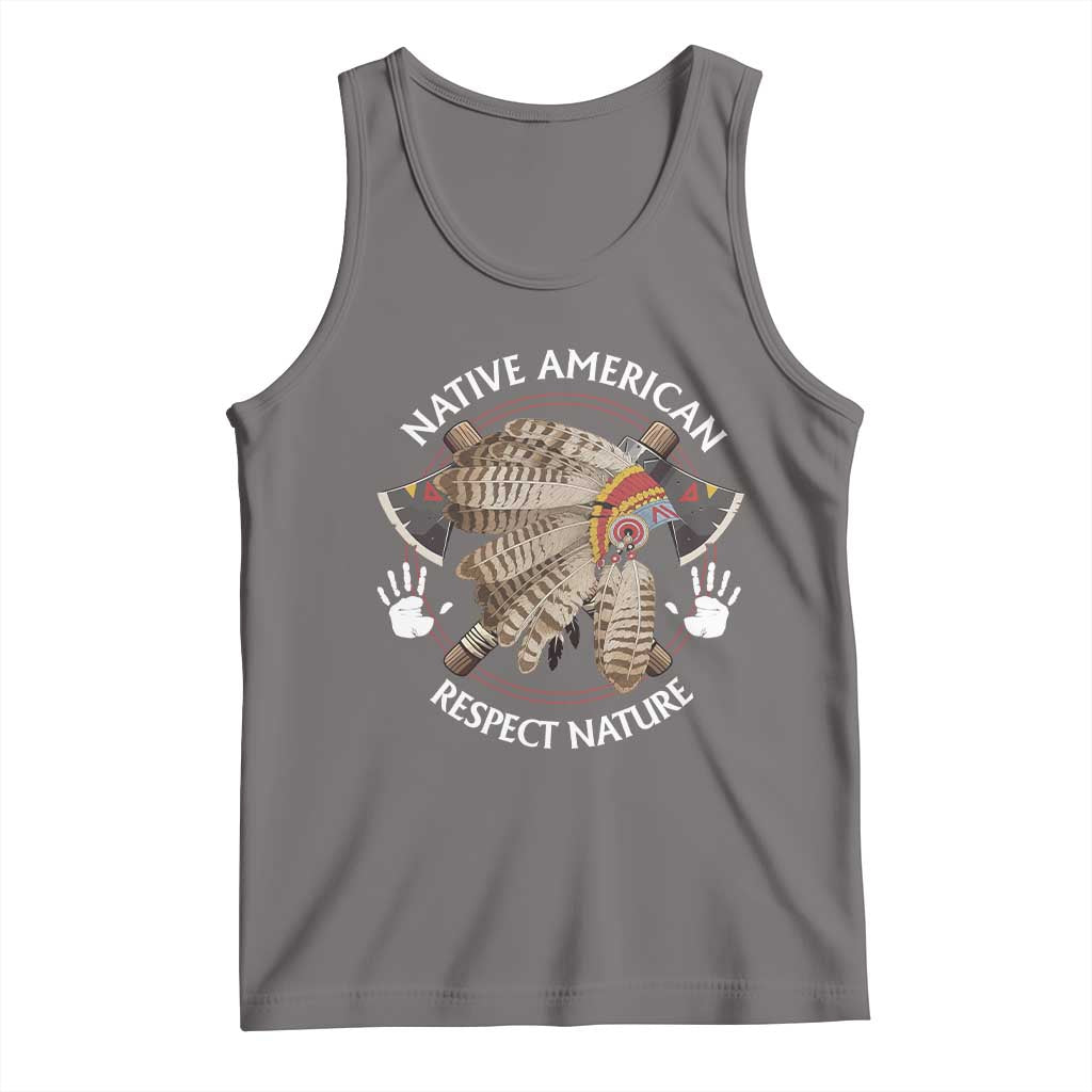 Native American Respect Nature Tank Top Indigenous Indian War Bonnet Tomahawks TS11 Deep Heather Print Your Wear
