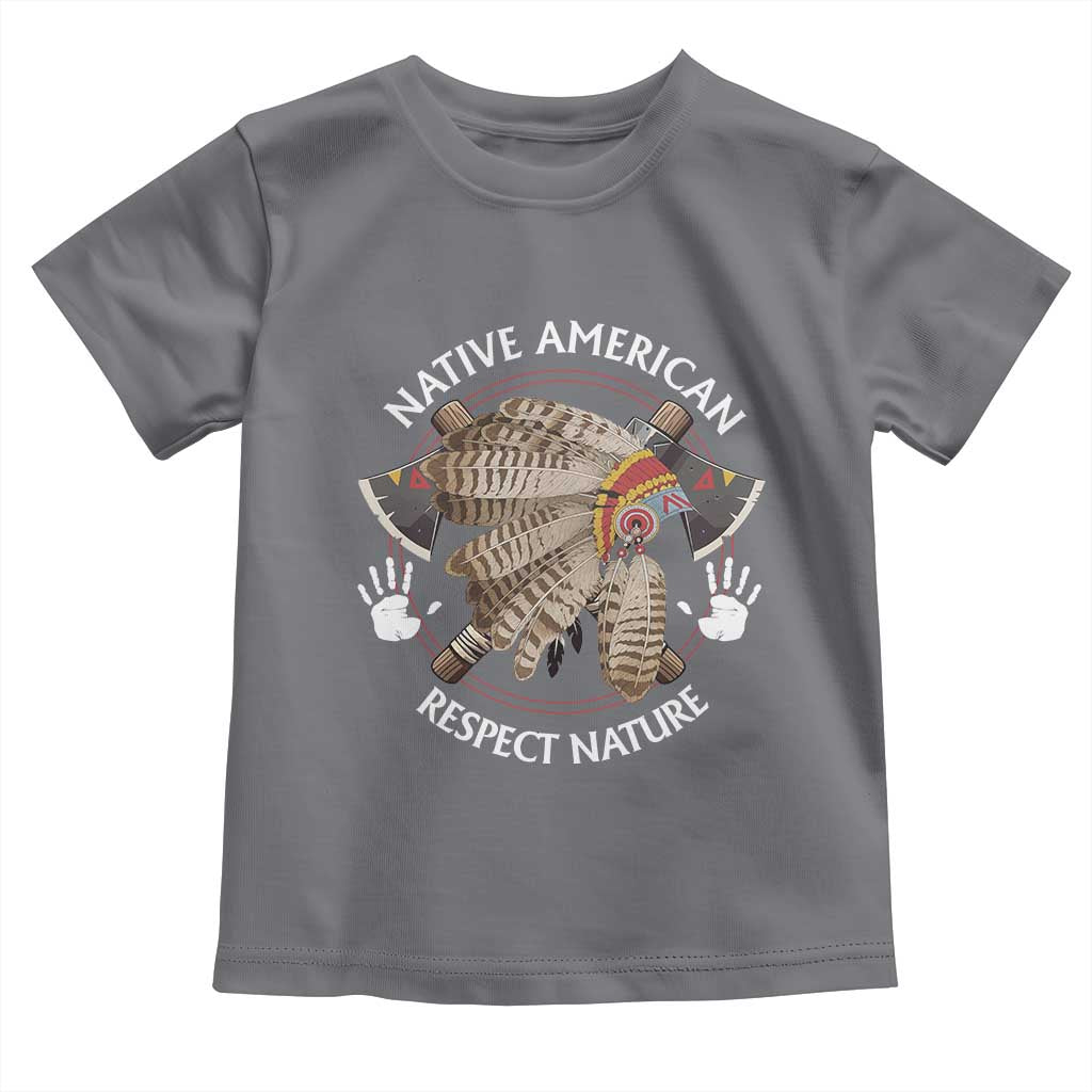 Native American Respect Nature Toddler T Shirt Indigenous Indian War Bonnet Tomahawks TS11 Charcoal Print Your Wear