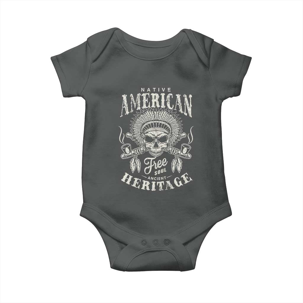 Native American Free Soul Ancient Heritage Baby Onesie Vintage Indian American Chief TS11 Dark Heather Print Your Wear