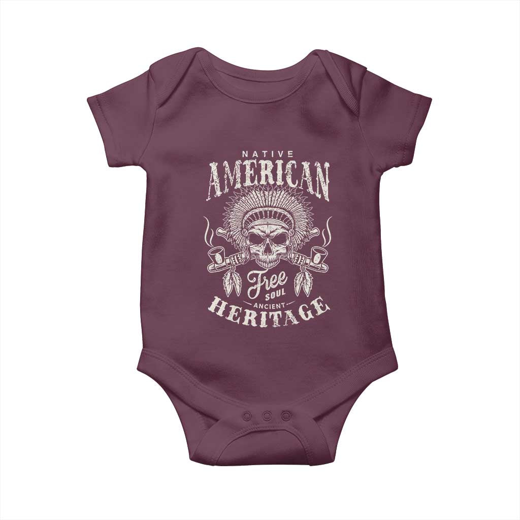 Native American Free Soul Ancient Heritage Baby Onesie Vintage Indian American Chief TS11 Maroon Print Your Wear