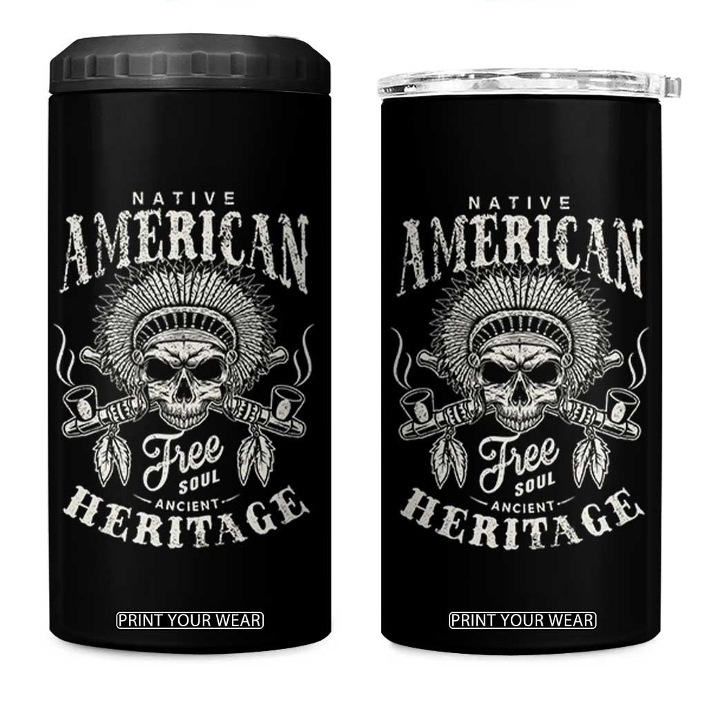 Native American Free Soul Ancient Heritage 4 in 1 Can Cooler Tumbler Vintage Indian American Chief TS11 One Size: 16 oz Black Print Your Wear