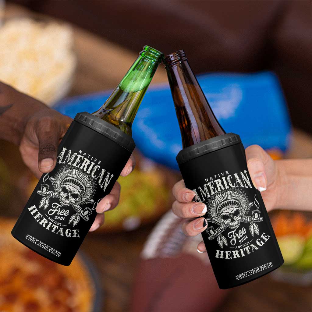 Native American Free Soul Ancient Heritage 4 in 1 Can Cooler Tumbler Vintage Indian American Chief TS11 Print Your Wear