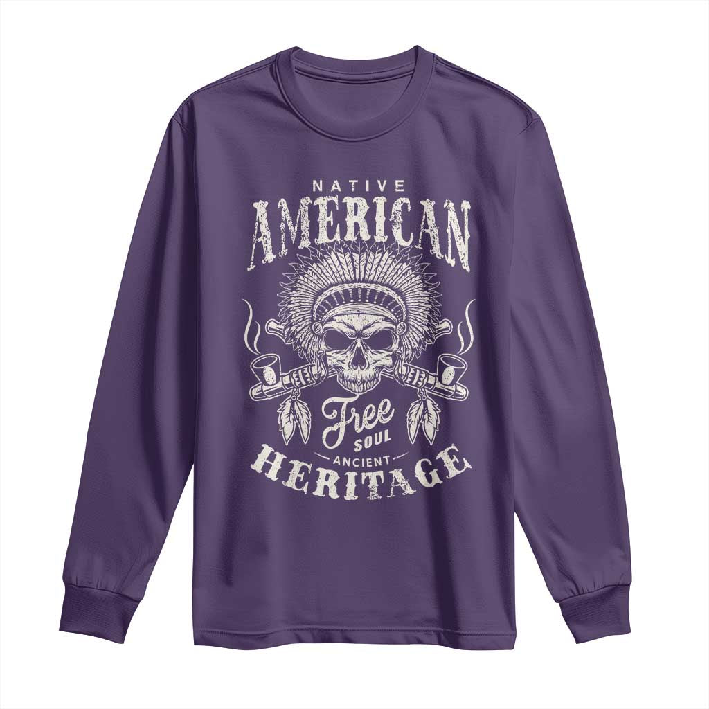 Native American Free Soul Ancient Heritage Long Sleeve Shirt Vintage Indian American Chief TS11 Purple Print Your Wear