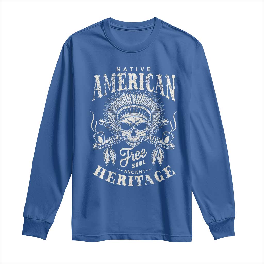 Native American Free Soul Ancient Heritage Long Sleeve Shirt Vintage Indian American Chief TS11 Royal Blue Print Your Wear