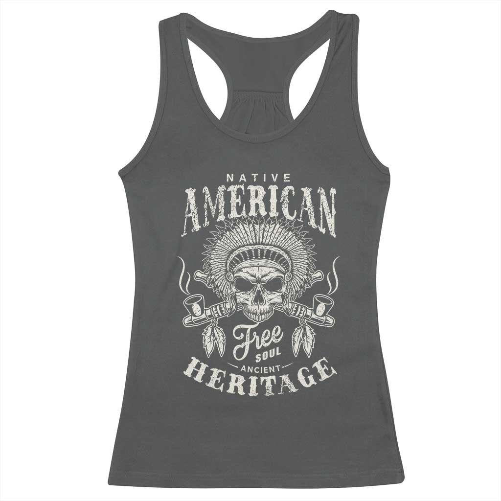 Native American Free Soul Ancient Heritage Racerback Tank Top Vintage Indian American Chief TS11 Dark Heather Print Your Wear