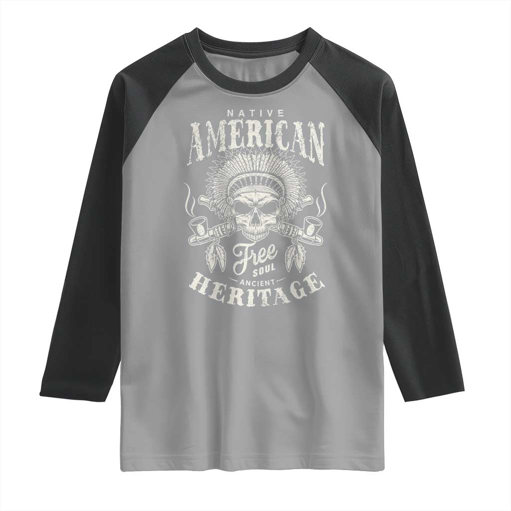 Native American Free Soul Ancient Heritage Raglan Shirt Vintage Indian American Chief TS11 Sport Gray Black Print Your Wear