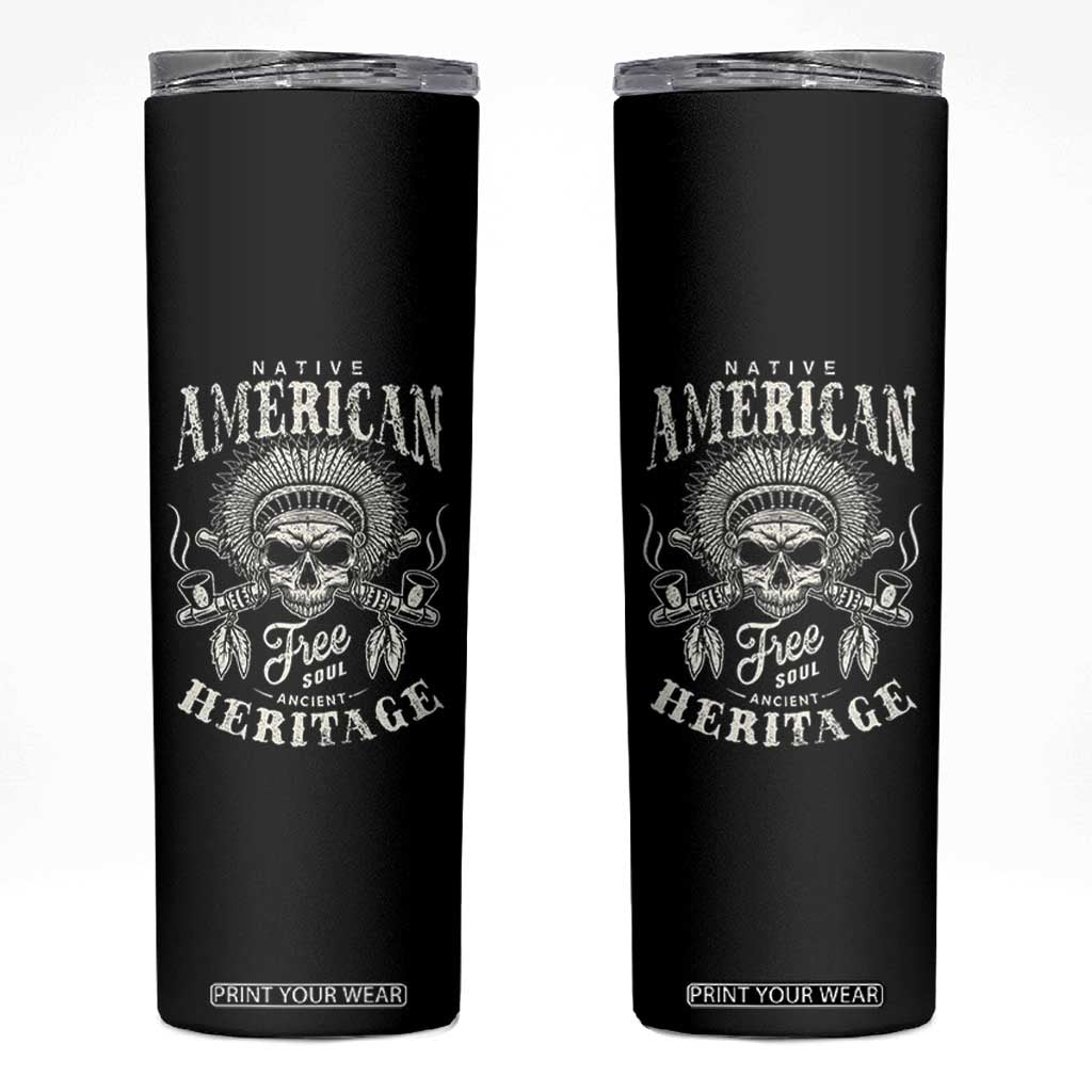 Native American Free Soul Ancient Heritage Skinny Tumbler Vintage Indian American Chief TS11 Black Print Your Wear