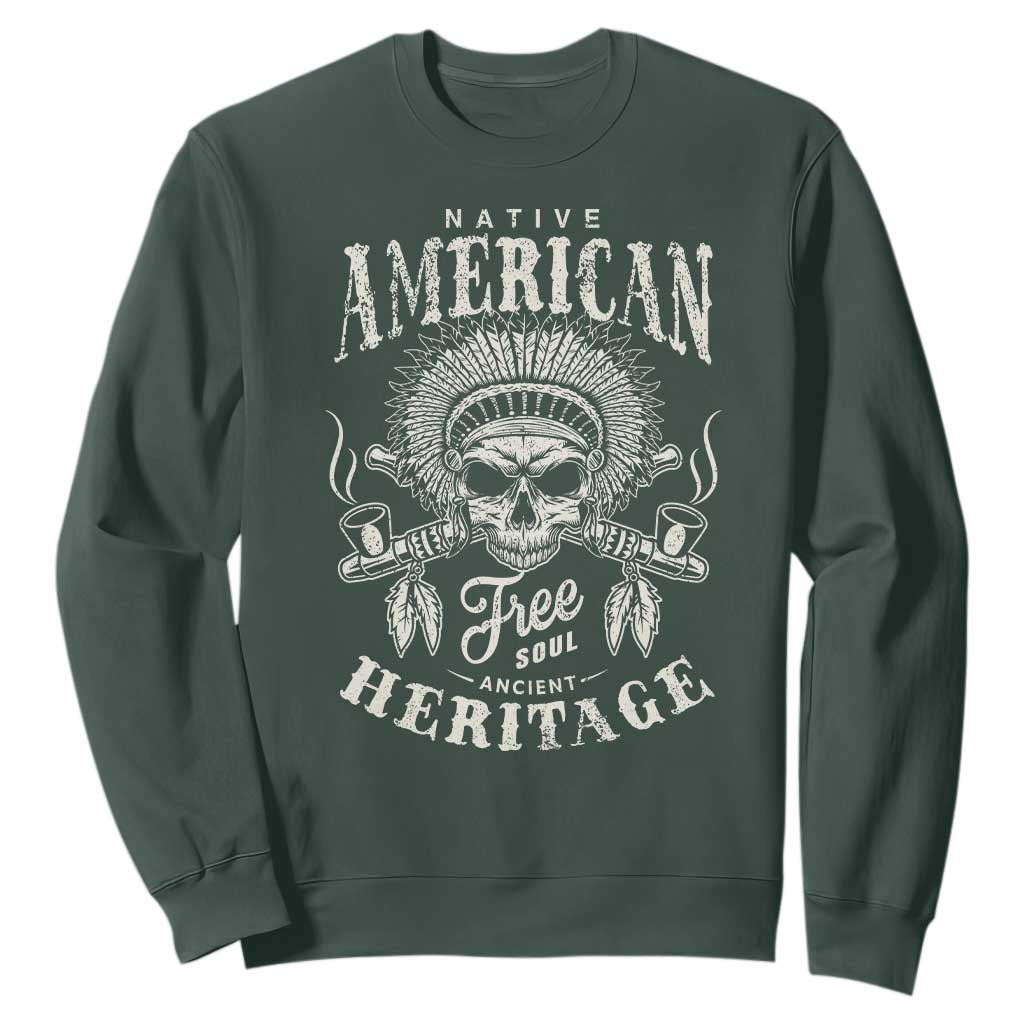 Native American Free Soul Ancient Heritage Sweatshirt Vintage Indian American Chief TS11 Dark Forest Green Print Your Wear