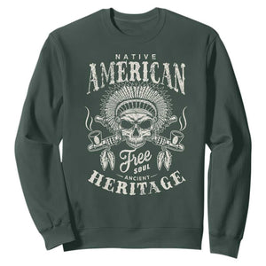 Native American Free Soul Ancient Heritage Sweatshirt Vintage Indian American Chief TS11 Dark Forest Green Print Your Wear