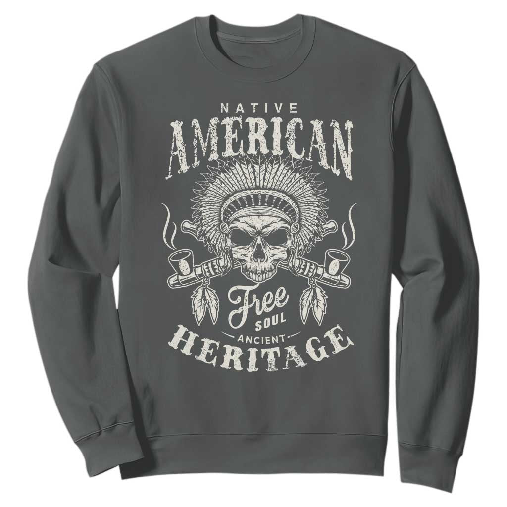 Native American Free Soul Ancient Heritage Sweatshirt Vintage Indian American Chief TS11 Dark Heather Print Your Wear