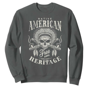 Native American Free Soul Ancient Heritage Sweatshirt Vintage Indian American Chief TS11 Dark Heather Print Your Wear
