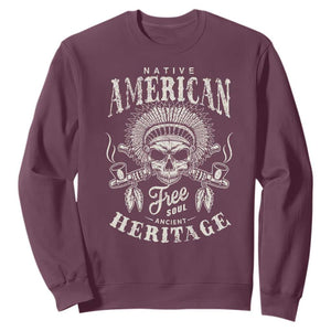 Native American Free Soul Ancient Heritage Sweatshirt Vintage Indian American Chief TS11 Maroon Print Your Wear