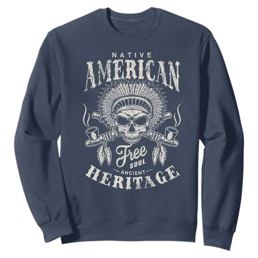 Native American Free Soul Ancient Heritage Sweatshirt Vintage Indian American Chief TS11 Navy Print Your Wear