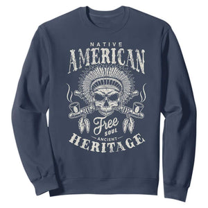 Native American Free Soul Ancient Heritage Sweatshirt Vintage Indian American Chief TS11 Navy Print Your Wear
